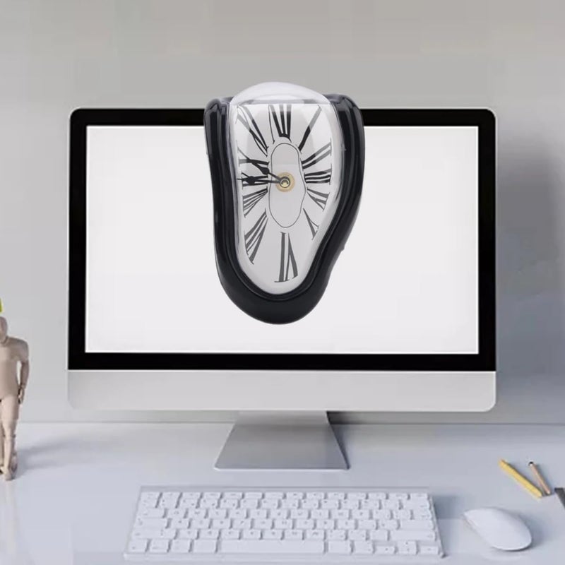 Petilleur ساعة بيتيور دالي - ساعة تذوب ديكور منزلي سريالي على الطاولة والرف (أسود) - Image 5